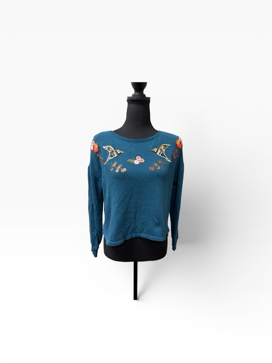 Disney Tops - Disney LC Lauren Conrad Bird Embroidered Sweatshirt Teal Medium Cute Cozy
